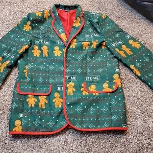 New Ugly Christmas Vest Bite Me Gingerbread Man